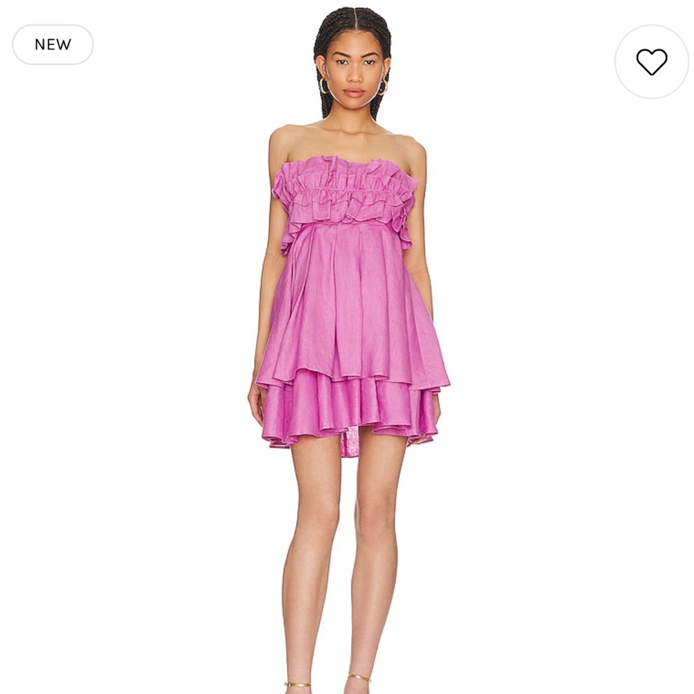 Pink Ruffle Strapless Mini Dress